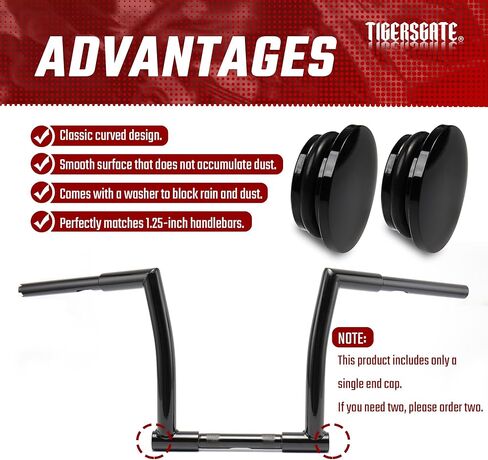 TRIGERSGATE Universal 1.25-Inch Handlebar Base End Cap Aluminum Handlebar Lid for Harley for Yamaha and other models, Black in Kuwait