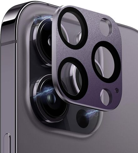 [عبوتان] واقي عدسة الكاميرا لهاتف iPhone 14 Pro/iPhone 14 Pro Max، غطاء كاميرا من الزجاج المقوى 9H، جراب معدني بحلقة معدنية مقاوم للخدش وسهل التركيب - أسود in Kuwait