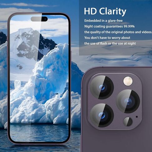 [عبوتان] واقي عدسة الكاميرا لهاتف iPhone 14 Pro/iPhone 14 Pro Max، غطاء كاميرا من الزجاج المقوى 9H، جراب معدني بحلقة معدنية مقاوم للخدش وسهل التركيب - أسود in Kuwait