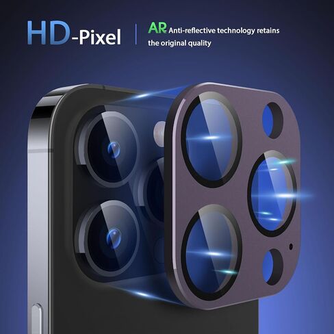 [عبوتان] واقي عدسة الكاميرا لهاتف iPhone 14 Pro/iPhone 14 Pro Max، غطاء كاميرا من الزجاج المقوى 9H، جراب معدني بحلقة معدنية مقاوم للخدش وسهل التركيب - أسود in Kuwait