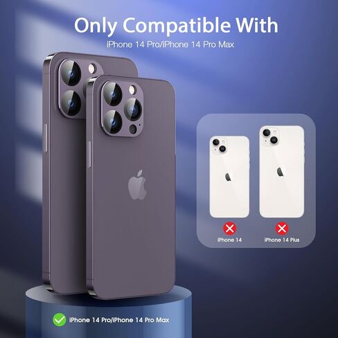 [عبوتان] واقي عدسة الكاميرا لهاتف iPhone 14 Pro/iPhone 14 Pro Max، غطاء كاميرا من الزجاج المقوى 9H، جراب معدني بحلقة معدنية مقاوم للخدش وسهل التركيب - أسود in Kuwait