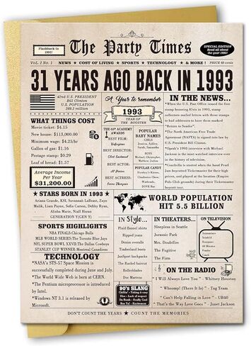 Ziwenhu Vintage 30th Birthday Card Decorations for Men Women,Funny 30 Years Old Birthday Gifts for Husbands Wife or Dad Mom,Jumbo 30th Birthday Card for Her or Him,Back in 1994 in Saudi Arabia