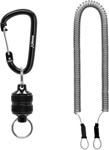 SAMSFX Fishing Strongest Magnetic Net Release Magnet Clip Holder Retractor with Coiled Lanyard in Kuwait