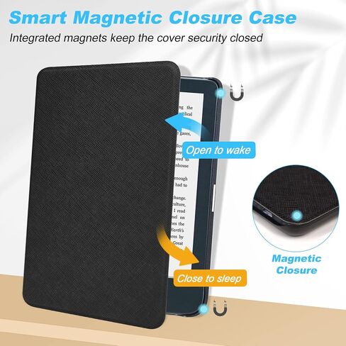 DMLuna Case for Kobo Clara BW (Model N365) / Clara Colour (Model N367) / Clara 2E 6", Ultra Slim Lightweight Folio Premium PU Leather Protective Cover with Auto Sleep/Wake Function, Black in Kuwait