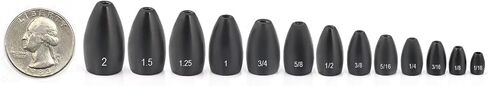 Fishfun Tungsten Flipping Fishing Weights, Sizes Engraved Worm Sinkers for Bass Fishing, Multiple Pack Options, 1/8 oz, 3/16 oz, 1/4 oz, 3/8 oz, 1/2 oz in Saudi Arabia