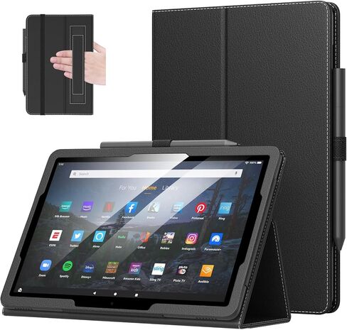 حافظة MoKo لجهاز Kindle Fire HD 10 & 10 Plus الجديد تمامًا (الجيل 13/11، إصدار 2023/2021) 10.1 بوصة - غطاء حامل نحيف قابل للطي مع تنبيه/غفو تلقائي، أسود in Saudi Arabia