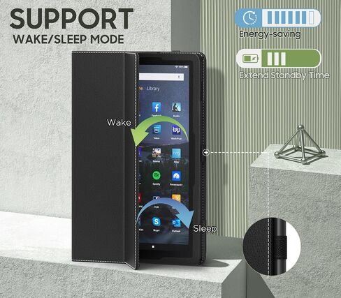 حافظة MoKo لجهاز Kindle Fire HD 10 & 10 Plus الجديد تمامًا (الجيل 13/11، إصدار 2023/2021) 10.1 بوصة - غطاء حامل نحيف قابل للطي مع تنبيه/غفو تلقائي، أسود in Saudi Arabia