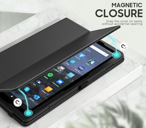 حافظة MoKo لجهاز Kindle Fire HD 10 & 10 Plus الجديد تمامًا (الجيل 13/11، إصدار 2023/2021) 10.1 بوصة - غطاء حامل نحيف قابل للطي مع تنبيه/غفو تلقائي، أسود in Saudi Arabia