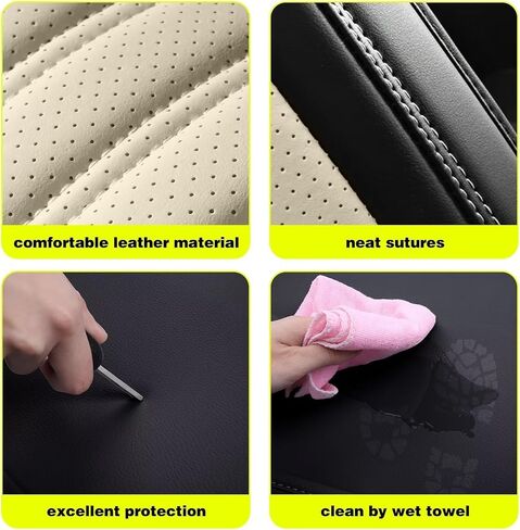 Car Seat Covers Full Set Fit for Honda Accord 2007-2017 Waterproof Breathable Leather Seat Protector with Airbag Compatible Automotive 5 Seat Cushions Cover(Black&Dark Grey) in Saudi Arabia