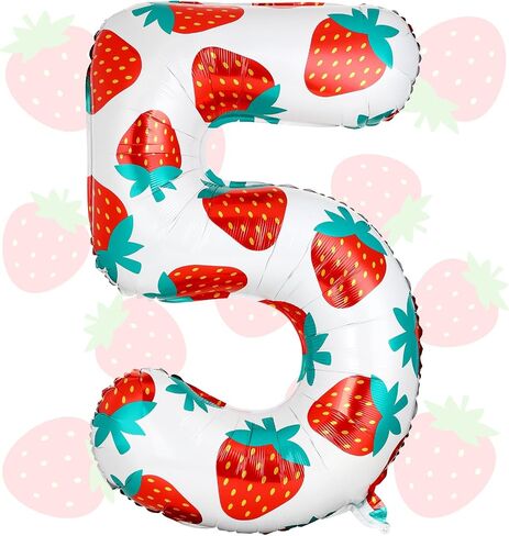 40 Inch Strawberry Balloons Strawberry Number 1 Balloons Sweet Fruit Balloons Berry Birthday Party Supplies for Girls Sweet Strawberry Birthday Party Decorations in Saudi Arabia