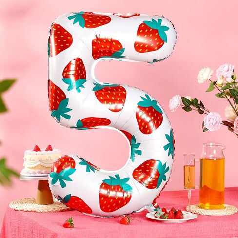 40 Inch Strawberry Balloons Strawberry Number 1 Balloons Sweet Fruit Balloons Berry Birthday Party Supplies for Girls Sweet Strawberry Birthday Party Decorations in Saudi Arabia