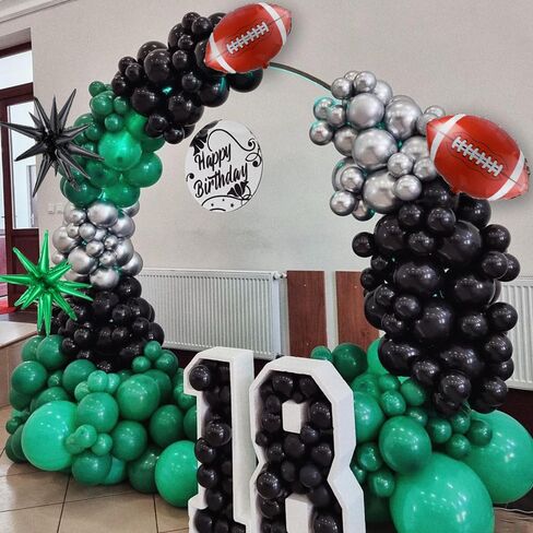 144Pcs Video Game Balloon Arch Garland Kit Green Black Silver Explosion Star Game Controller Mylar Balloons for Boys Kids Game On Level Favor Theme Birthday Party Decorations in Saudi Arabia