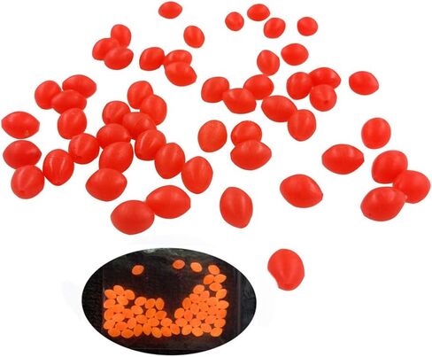 QHDJIANHUI Glow Fishing Bead Oval Rubber Bait Eggs Soft Luminous Fishing Line Ball Stopper Saltwater Freshwater Salmon Trout Fishing Tackle in Saudi Arabia