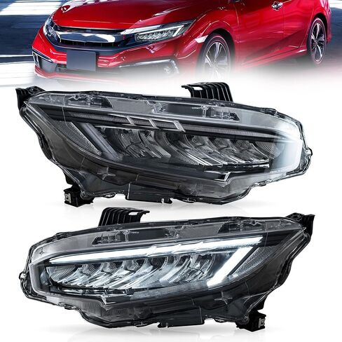 VLAND LED Headlight Assembly Fit for 2016-2021 10th Gen Honda Civic DRL with Startup Animation in Kuwait