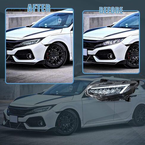 VLAND LED Headlight Assembly Fit for 2016-2021 10th Gen Honda Civic DRL with Startup Animation in Kuwait