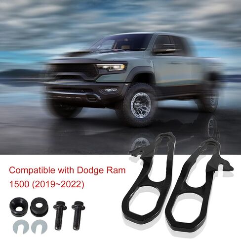 Front Car Tow Hooks Left & Right Compatible with Dodge Ram 1500 with 3.0L 3.6L 5.7L Engine2019-2022(Black) in Saudi Arabia