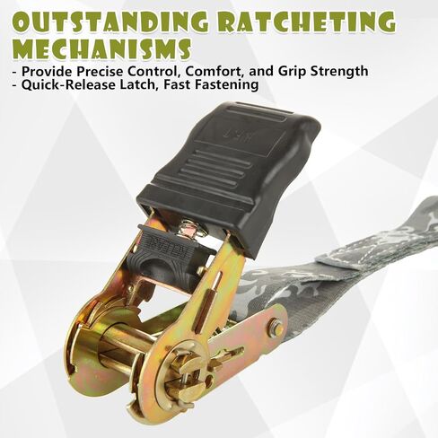 4 Pcs 1 Inch Ratchet Straps Heavy Duty 20ft Tie Down Straps Ratchet with Hooks, 2645 LBS Break Strength, Black Cargo Ratcheting Straps for Motorcycle Straps Tie Downs, Trucks in Saudi Arabia