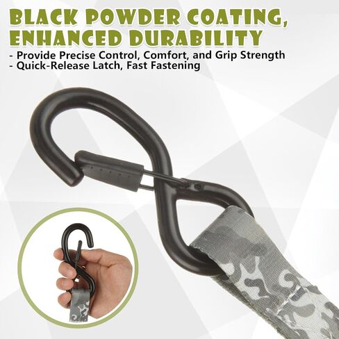 4 Pcs 1 Inch Ratchet Straps Heavy Duty 20ft Tie Down Straps Ratchet with Hooks, 2645 LBS Break Strength, Black Cargo Ratcheting Straps for Motorcycle Straps Tie Downs, Trucks in Saudi Arabia