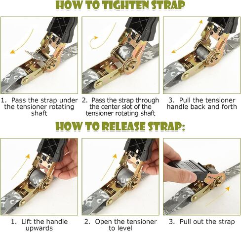 4 Pcs 1 Inch Ratchet Straps Heavy Duty 20ft Tie Down Straps Ratchet with Hooks, 2645 LBS Break Strength, Black Cargo Ratcheting Straps for Motorcycle Straps Tie Downs, Trucks in Saudi Arabia