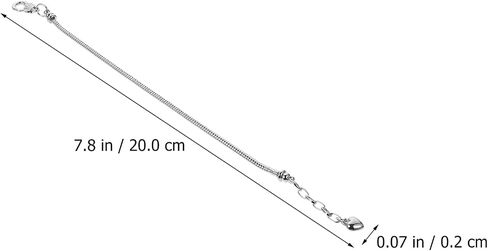 EXCEART 10pcs Silver Snake Chain Charm Bracelets with Heart Lobster Clasp Extender Chain Stainless Steel Adjustable Slider Bracelet Metal Bracelet Chain European Charm Bracelet for Jewelry Making 3mm in Saudi Arabia