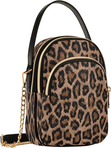 senya Pink Black Leopard Crossbody Handbags for Women Casual Leather Shoulder Phone Purse in Saudi Arabia