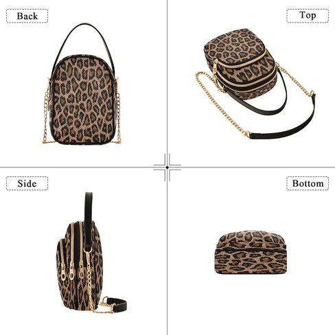 senya Pink Black Leopard Crossbody Handbags for Women Casual Leather Shoulder Phone Purse in Saudi Arabia