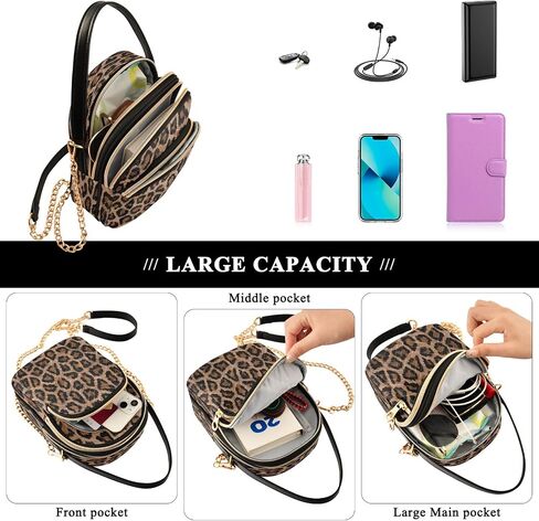 senya Pink Black Leopard Crossbody Handbags for Women Casual Leather Shoulder Phone Purse in Saudi Arabia