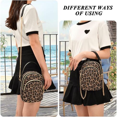 senya Pink Black Leopard Crossbody Handbags for Women Casual Leather Shoulder Phone Purse in Saudi Arabia