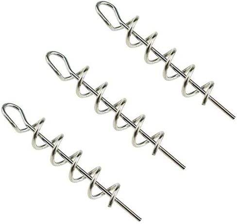 Centering Pin Spring Twist Lock Fishing Screw Worm Hook Crank Grub Rig Fixed Bait Run Straight Self Align Long Enough Secure Not Off Center Stainless Steel for Soft Lure in Kuwait
