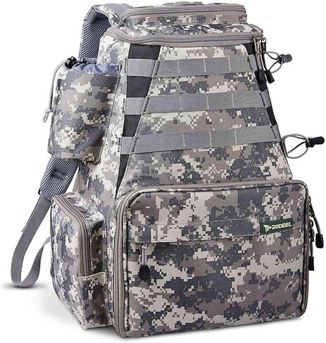 Rodeel حقيبة ظهر لصيد الأسماك مع 2 حامل لقضيب الصيد مع 4 صناديق أدوات، مساحة تخزين كبيرة، حقيبة ظهر لصيد سمك السلمون المرقط والرياضات الخارجية والتخييم والمشي لمسافات طويلة in Kuwait