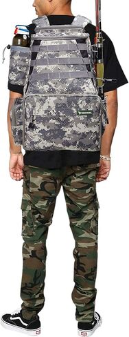 Rodeel حقيبة ظهر لصيد الأسماك مع 2 حامل لقضيب الصيد مع 4 صناديق أدوات، مساحة تخزين كبيرة، حقيبة ظهر لصيد سمك السلمون المرقط والرياضات الخارجية والتخييم والمشي لمسافات طويلة in Kuwait