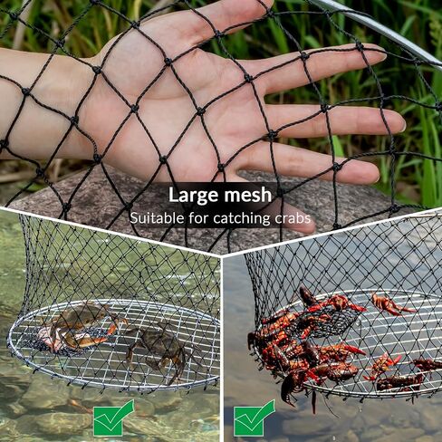 QualyQualy Crab Ring Trap Bait with Crab Gague Measure and Bait Clip Crab Net Minnow Trap with 24 Tarred Braided Twine Fishing Crabbing Net for Board, Kayak, Dock and Pier in Kuwait