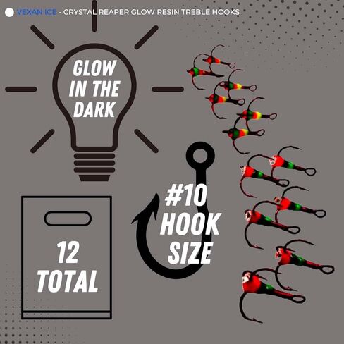 Vexan Crystal Reaper Treble Hooks with Crystals and Glow Resin…… in Kuwait