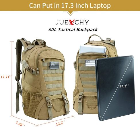 Jueachy Tactical Backpack for Men Hiking Day Pack Molle Military Rucksack Waterproof 30L EDC Bag with USA Flag Patch in Saudi Arabia