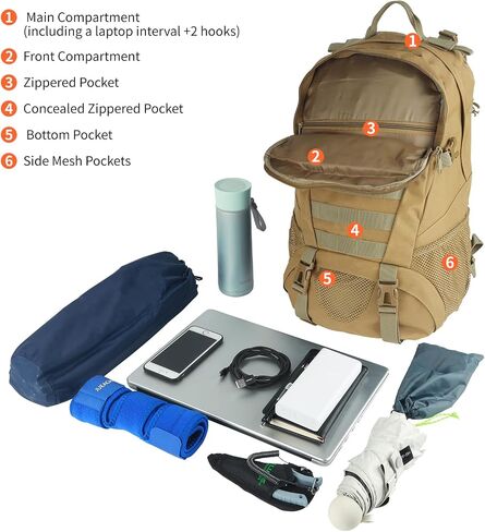 Jueachy Tactical Backpack for Men Hiking Day Pack Molle Military Rucksack Waterproof 30L EDC Bag with USA Flag Patch in Saudi Arabia
