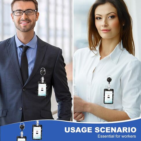 حامل شارة الهوية السوداء مع بكرات شارة المشبك قابلة للسحب شديدة التحمل، حاملات شارات قابلة للسحب، حاملات شارات الهوية قابلة للسحب للمكتب المدرسي والرجال والنساء والأطفال في سن المراهقة in Saudi Arabia