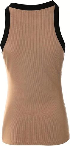 GORGLITTER Women's Color Block Racerback Tank Top Summer Knitted Tops Round Neck Sleeveless Basic Tanks in Saudi Arabia