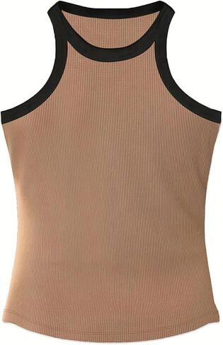GORGLITTER Women's Color Block Racerback Tank Top Summer Knitted Tops Round Neck Sleeveless Basic Tanks in Saudi Arabia