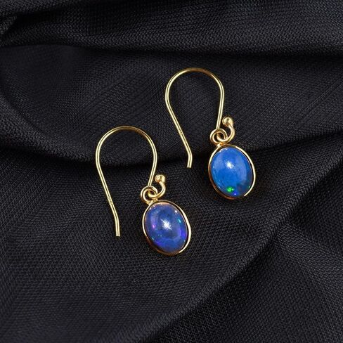 Natural Real Ultra Fire Ethiopian Opal Stone Dangle Drop Earrings for Women, October Birthstone, Bridal Handmade Wedding Jewelry Gift for Brides, 925 Sterling Silver Earrings for Gifts in Saudi Arabia