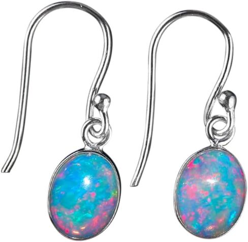 Natural Real Ultra Fire Ethiopian Opal Stone Dangle Drop Earrings for Women, October Birthstone, Bridal Handmade Wedding Jewelry Gift for Brides, 925 Sterling Silver Earrings for Gifts in Saudi Arabia