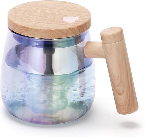 Self Stirring Coffee Mug, Glass Electric Self Mixing Cup with Lid & Handle, 400ml Auto Self Stirring Cup To Stir Coffee, Mixed Milk, Powder (Need 2*AAA Battery) in Saudi Arabia