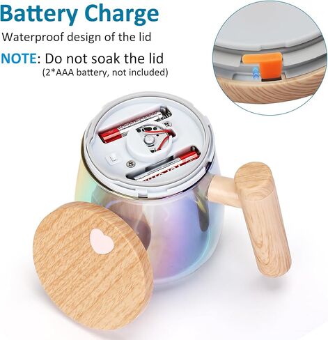 Self Stirring Coffee Mug, Glass Electric Self Mixing Cup with Lid & Handle, 400ml Auto Self Stirring Cup To Stir Coffee, Mixed Milk, Powder (Need 2*AAA Battery) in Saudi Arabia