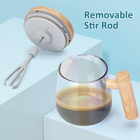 Self Stirring Coffee Mug, Glass Electric Self Mixing Cup with Lid & Handle, 400ml Auto Self Stirring Cup To Stir Coffee, Mixed Milk, Powder (Need 2*AAA Battery) in Saudi Arabia