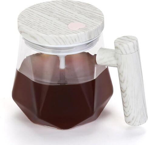 Self Stirring Coffee Mug, Glass Electric Self Mixing Cup with Lid & Handle, 400ml Auto Self Stirring Cup To Stir Coffee, Mixed Milk, Powder (Need 2*AAA Battery) in Saudi Arabia
