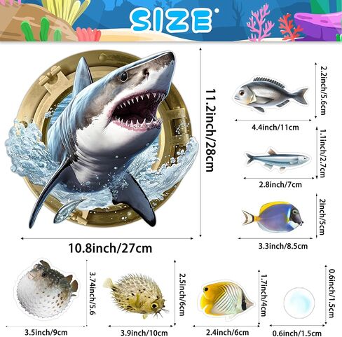 3D Jellyfish Fish Wall Stickers Glow in The Dark, Ocean Animals World Removable Decals for Kids Room Decor, Luminous Vinyl Stickers for Ceiling (Blue) in Saudi Arabia