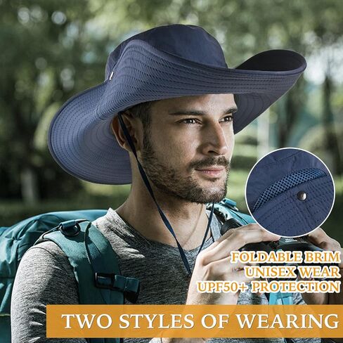 Wide Brim Fishing Sun Hat for Men Women, UPF 50+ Waterproof Bucket Boonie Hat Hiking Camping Safari Garden Beach in Saudi Arabia