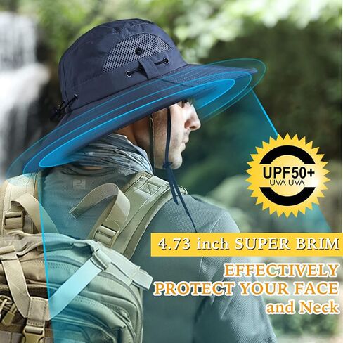 Wide Brim Fishing Sun Hat for Men Women, UPF 50+ Waterproof Bucket Boonie Hat Hiking Camping Safari Garden Beach in Saudi Arabia