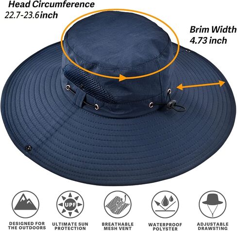 Wide Brim Fishing Sun Hat for Men Women, UPF 50+ Waterproof Bucket Boonie Hat Hiking Camping Safari Garden Beach in Saudi Arabia