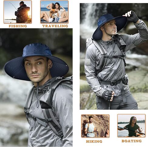 Wide Brim Fishing Sun Hat for Men Women, UPF 50+ Waterproof Bucket Boonie Hat Hiking Camping Safari Garden Beach in Saudi Arabia