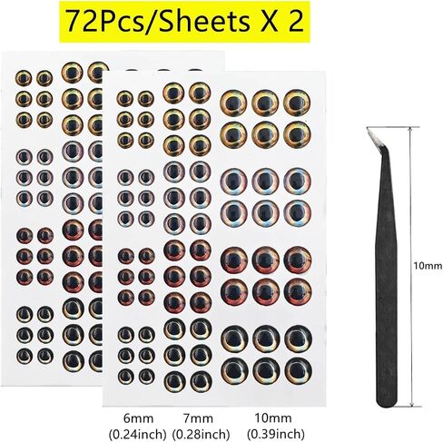 2D/3D/4D/5D Fishing Eyes Oval Pupil Fishing Lure Eye for Making Fishing Lure and Fly Tying in Kuwait